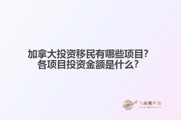 加拿大投資移民有哪些項目？各項目投資金額是什么？