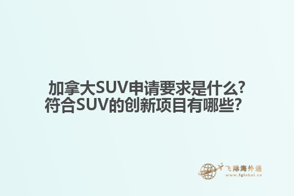 加拿大SUV申請要求是什么?符合SUV的創(chuàng)新項目有哪些？