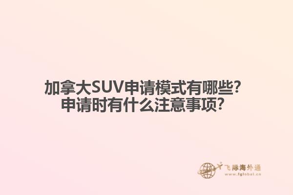 加拿大SUV申請(qǐng)模式有哪些？申請(qǐng)時(shí)有什么注意事項(xiàng)？